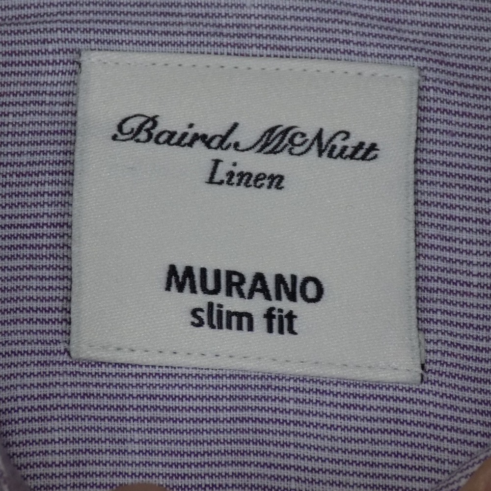 Baird McNutt Murano Slim Fit Shirt Mens L Purple Linen Blend Button-down EUC - Picture 2 of 9